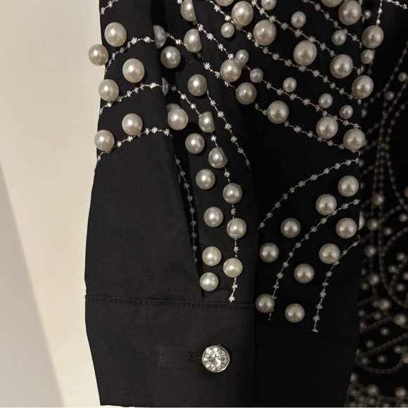 AKIRA Black and Silver Beaded Shirt - Picture 6 of 6